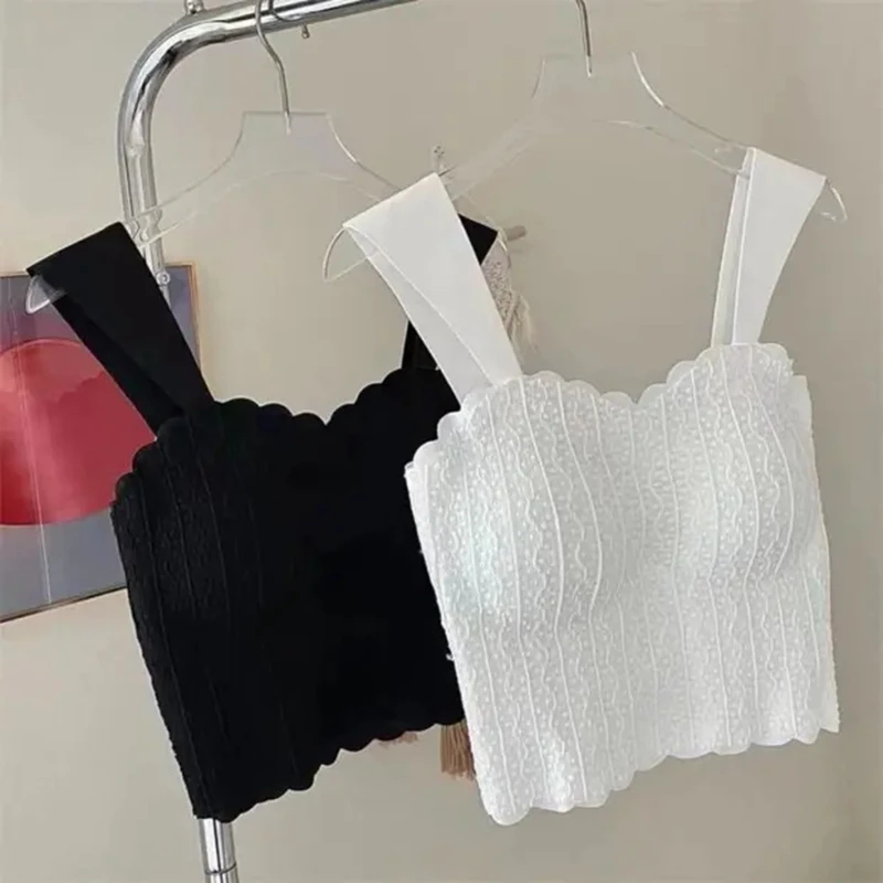 

Women Elegant Chic Tops Ice Silk Crop Top Cute Square Collar Sling Tanks T Shirt Retro Harajuku Basic French Tee Silm Fit