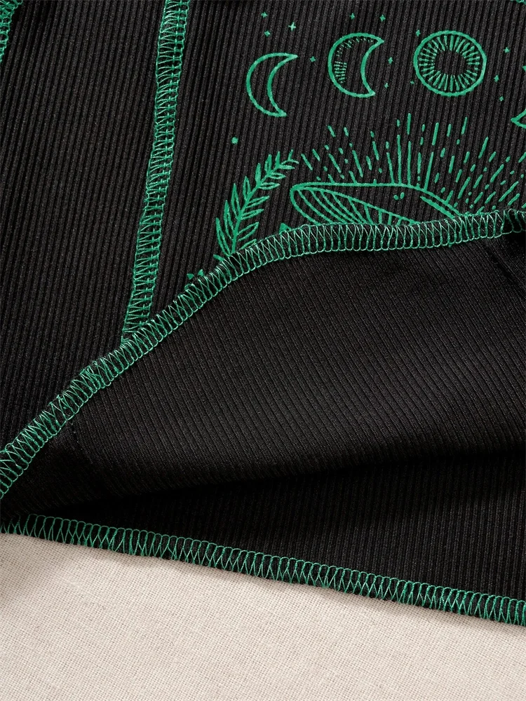 Женская Асимметричная футболка без рукавов Готическая укороченная майка с