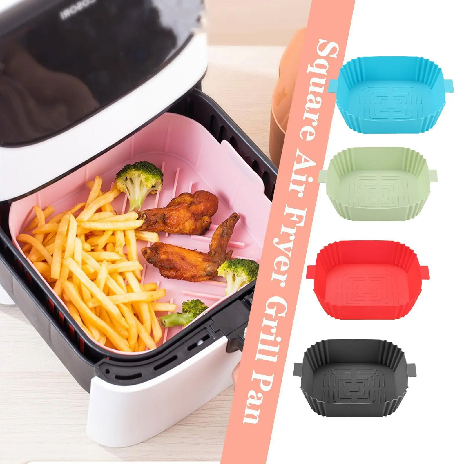 

Fashion Air Fryer Silicone Pad Square High Temperature Resistance Pot Basket Liner Mat Non-Stick For Oven Baking Tray D9L0