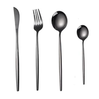 four pcs1 set black gold cutlery set stainless steel cutlery silverware cutlery set dinner knife fork and spoon