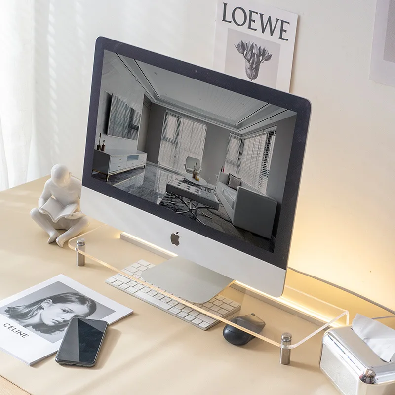 

60Cm Office Transparent Storage Acrylic Desktop Computer Monitor Heightening Frame Office Desktop Storage Laptop Display Shelf