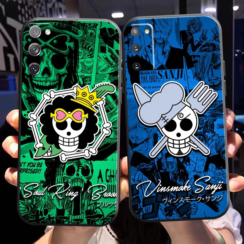 

Anime One Piece Skull Logo Phone Case For Samsung Galaxy S21 S20 Plus Ultra FE 5G Silicone Cover Black Back Liquid Silicon TPU