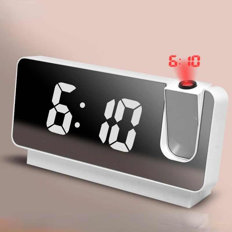 

Modern Simple Projection Alarm Clock LED Large Screen Digital Mute Electronic Clock Desktop USB Plug-in Luminous Desk Clock