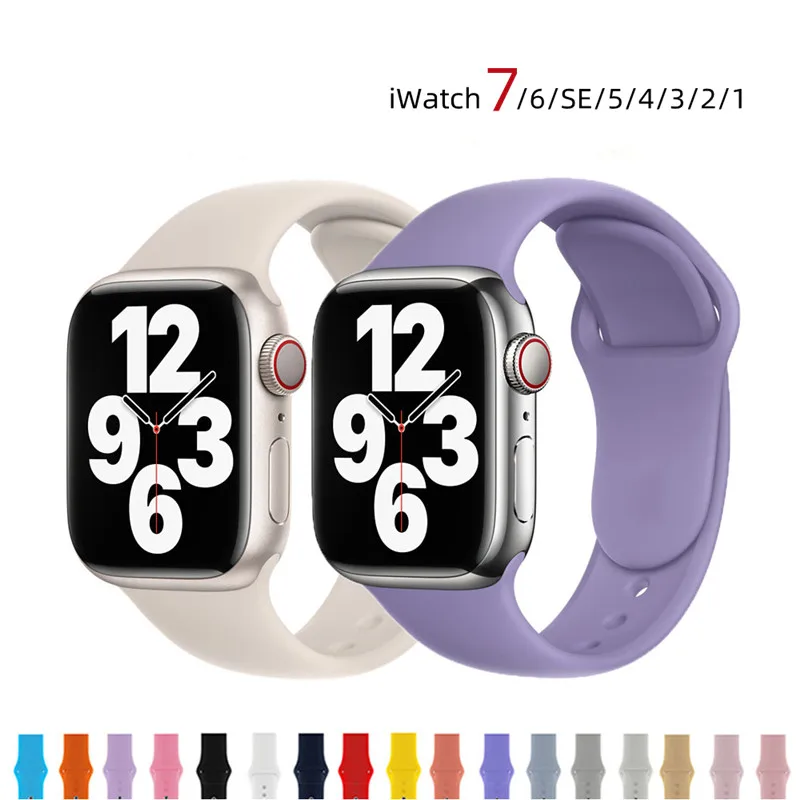 

Ремешок силиконовый для смарт-часов, сменный Браслет для iWatch 6 5 4 3 2 1 Apple Watch Series 7, 42 мм 44 мм, аксессуары
