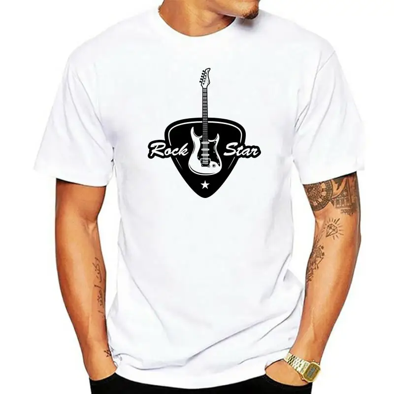 

Rock Guitar T-shirt Men Punk Style T Shirt White Grey Tops & Tees Simple Streetwear Custom Students Discount Clothes Cotton