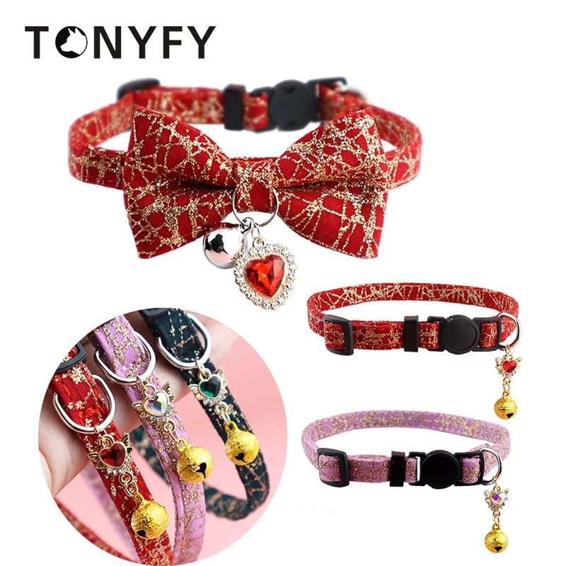 

Pet Supplies Dogs Bow Collar with Bell Decorate Puppy Cats Soft Neck Adjustable Walk Anti-lost Christmas Dog Grooming Collar