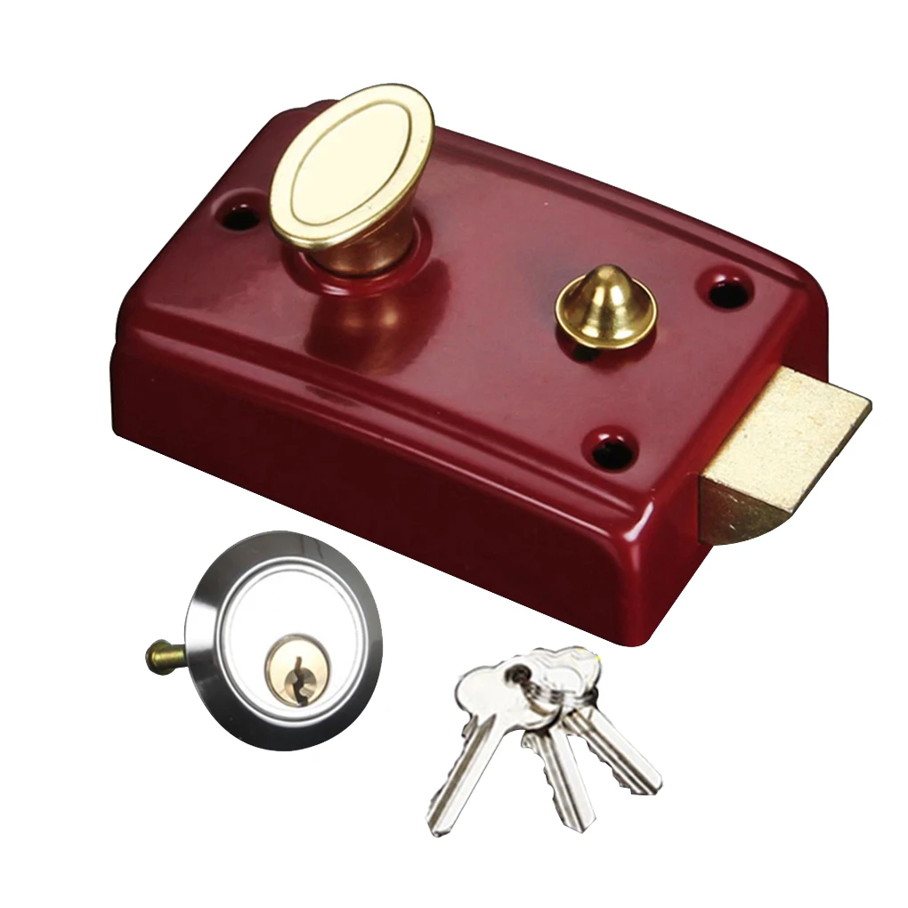 

Retro Security Anti-Theft Lock Room Door Mortise Single Tongue Door Lock Multiple Safety Wooden Door Lock Furniture Hardware