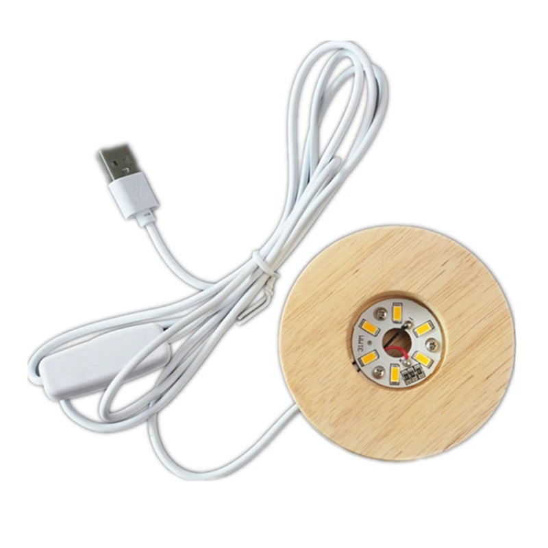 

M2EA LED Night Light Resin Mold with Corks USB Power Supply Wooden Illumination Base Bracket Suitable for Wedding Home Decor