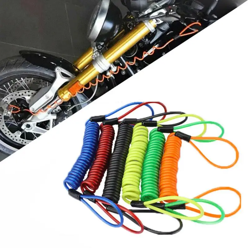 

120cm Motorcycle Brake Disc Lock Reminder Cable Security Spring Cable Bicycle Scooter Safety Anti-theft Rope Motorbike Accessory