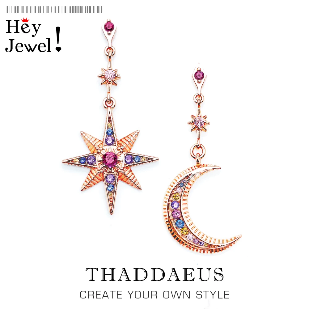 

Drop Earring Star & Moon Vintage Gift For Women High Quality Rose Gold Color 925 Sterling Silver Fashion Jewelry