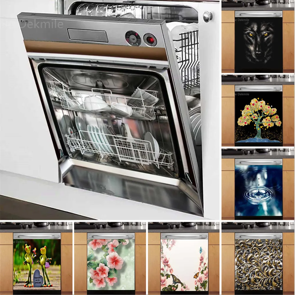 

Kitchen Decor Internal Structure Dishwasher Sticker Plate Cup Wash Wall Sticker Adhesive Removable Cabinet Door Decals DIY Home