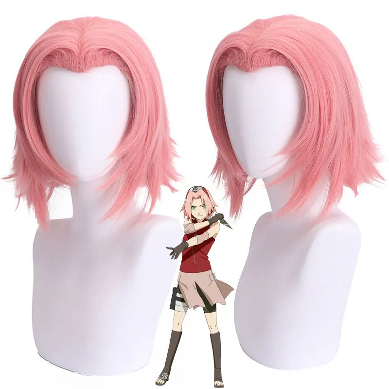 

Cosplay Anime Sakura Haruno Wig Haruno Sakura Cosplay Wigs Pink Straight Heat Resistant Synthetic Hair +Free Wig Cap