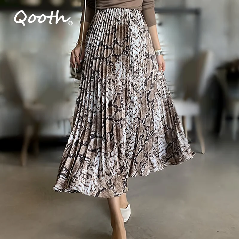 

Zeolore Spring Summer Long Pleated Skirt Leopard Print High-waisted Chiffon Skirt Casual Elegant Women Maxi Skirts Female QT120