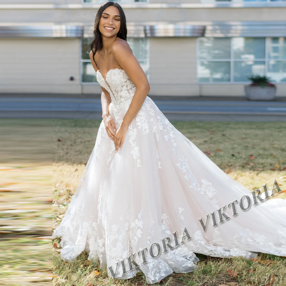 

VIKTORIA Modern 2023 Wedding Dresses For Bride Sweetheart Lacing Up A-LINE Appliques Women Vestidos De Novia Made To Order