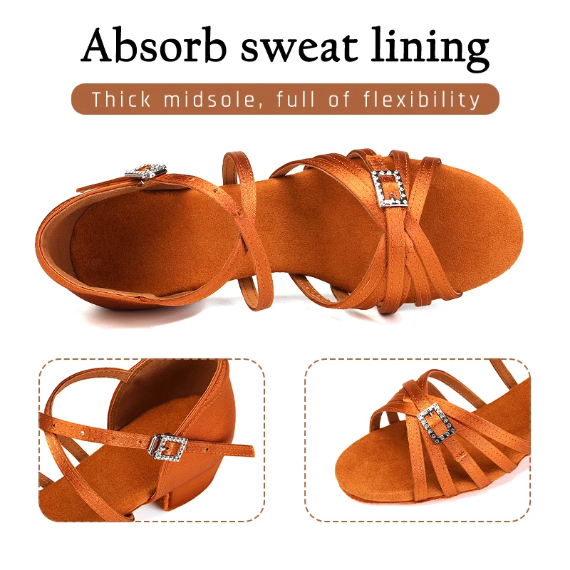 HIPPOSEUS High Quality Silk New Arrival Wholesale Girls Children/Child/Kids Ballroom Tango Salsa Latin Dance Shoes Low Heel