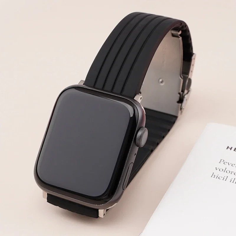 Ремешок спортивный для Apple Watch 44 мм 42 40 38/41 резиновый браслет Iwatch series 6 SE 5 4 7 45