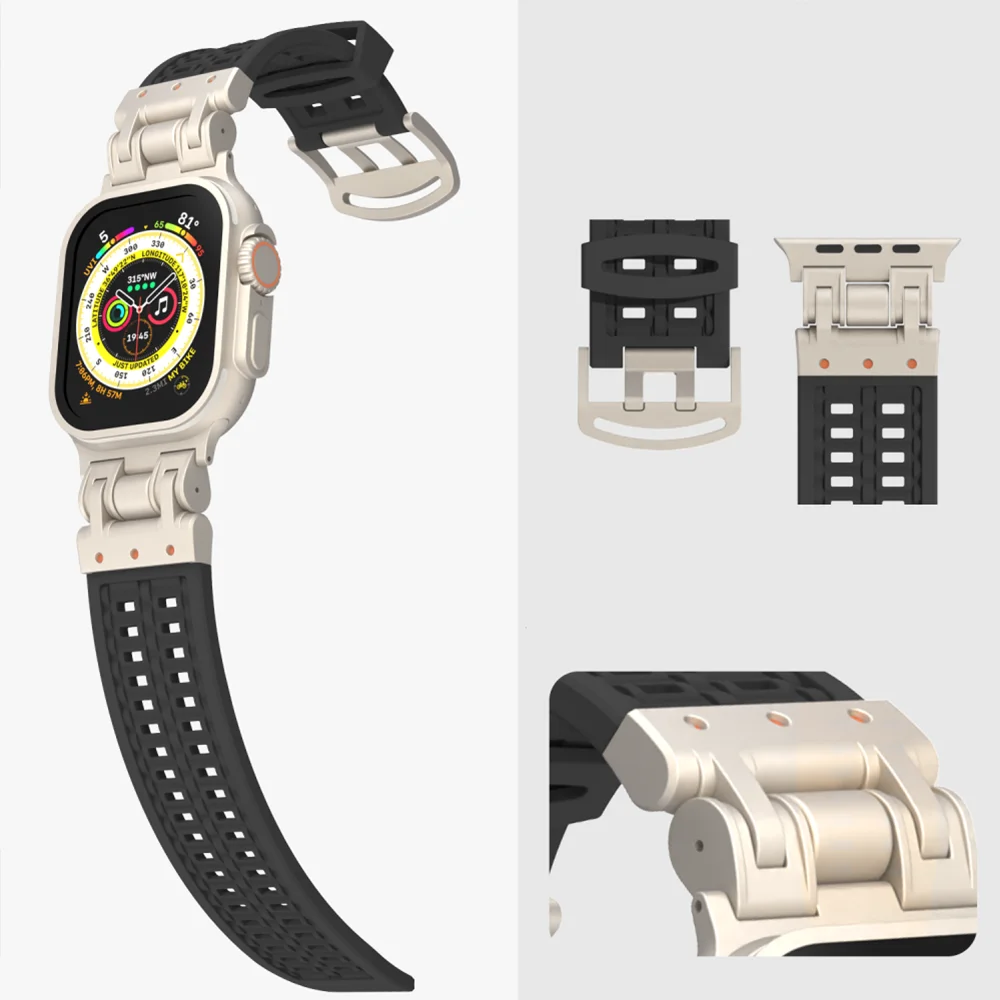 Фото Мужской мягкий силиконовый браслет для Apple Watch Ultra 2 серии 10 9 8 7 49 мм 46 мм 45 спортивный ремешок Correa для iWatch 6 5 4 Se 44 мм ремешок №5