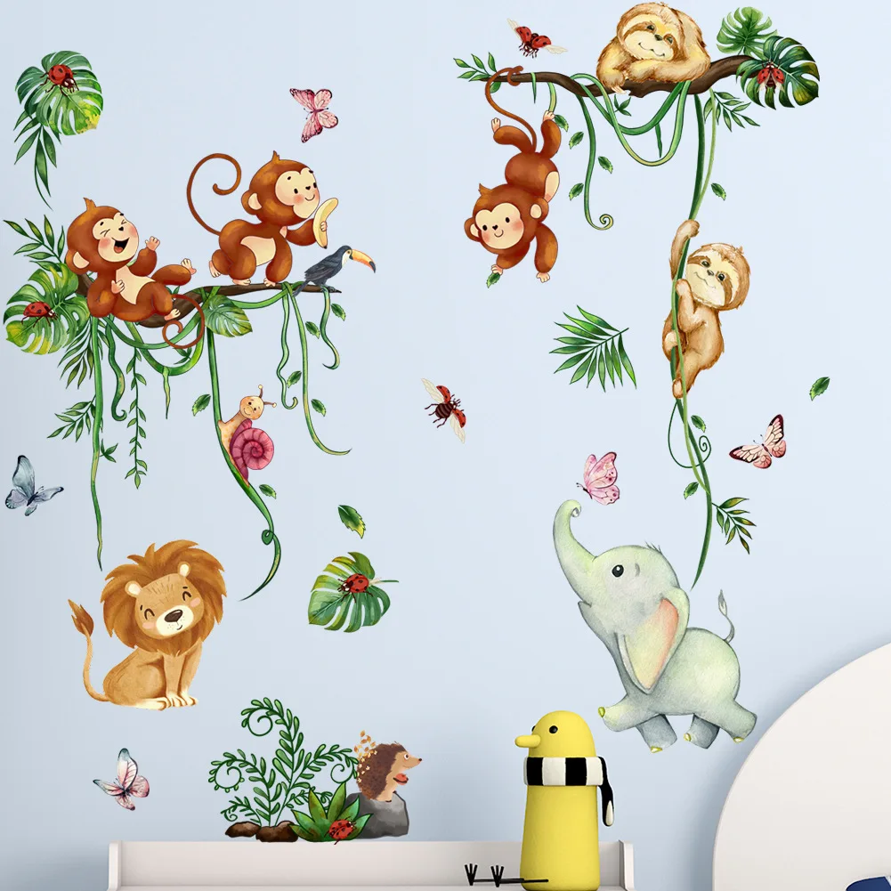 Наклейка с изображением животных и лозы для гостиной украшение детской комнаты