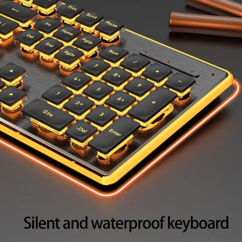 Фото Бесшумные механические игровые клавиатуры, 104 клавиши, USB-шнур с RGB-подсветкой и водонепроницаемостью IPX4 для ПК, аксессуары №2