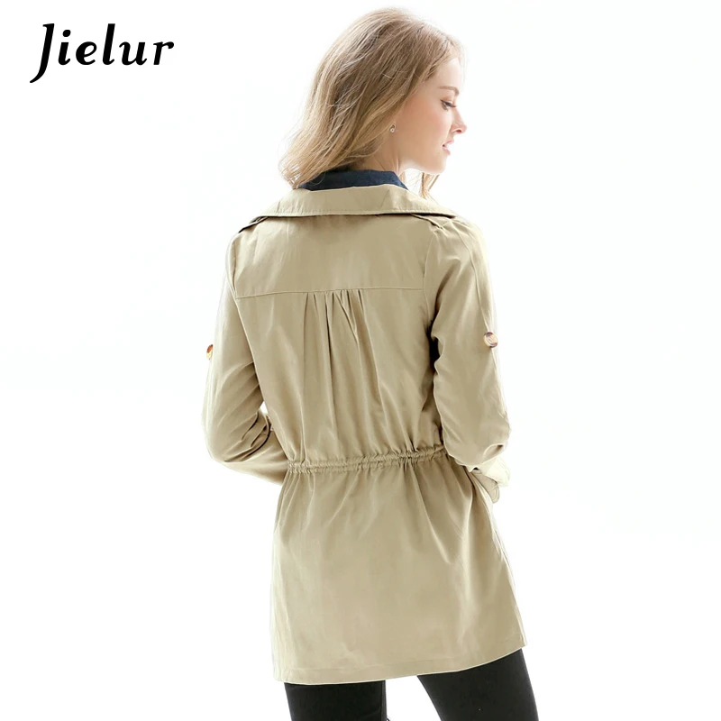 Осенний Модный женский тренчкот Kahaki Женская Повседневная ветровка на завязках