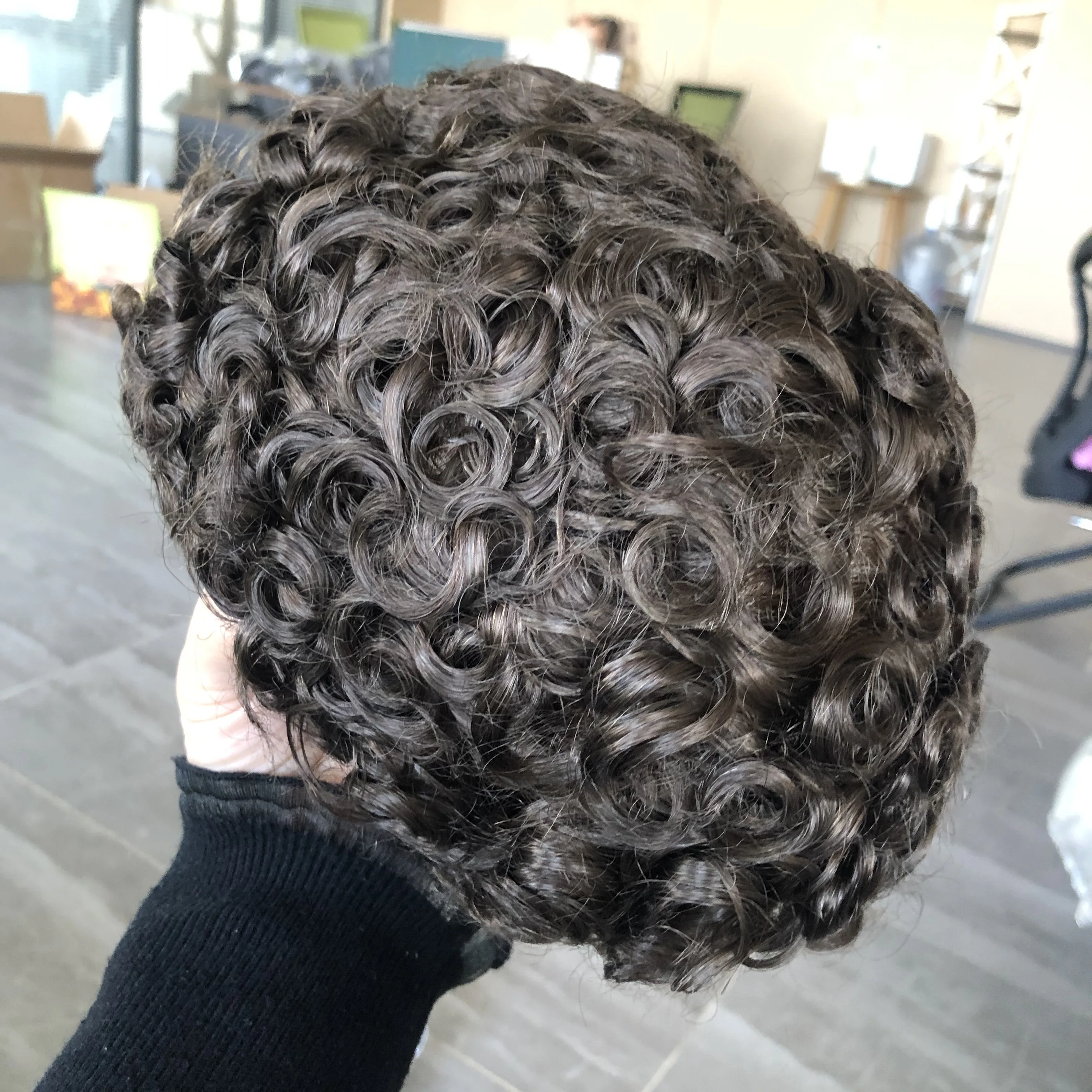 Серый коричневый натуральный парик simbeauty 20 мм