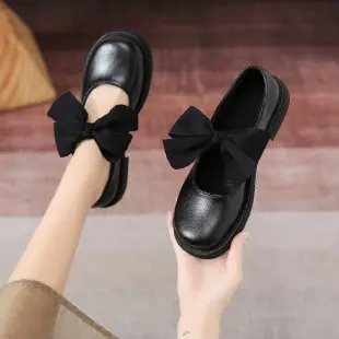 

2022 New Mary Jane Small Leather Shoes Thick Bottom Spring, Summer and Autumn Cute Soft Bow