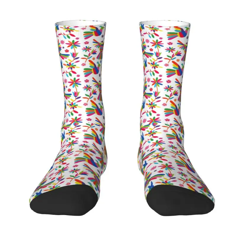 

Fun Mens Otomi Mexican Art Craft Folk Texture Dress Socks Unisex Breathbale Warm 3D Print Mexico Flowers Crew Socks