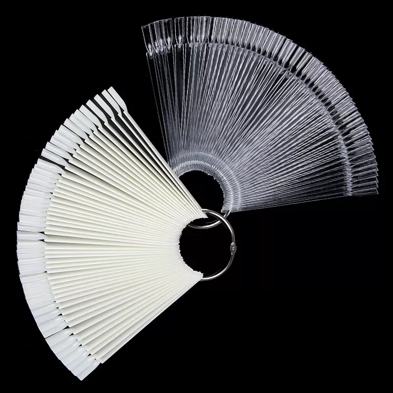 Card False Nail Tips Fan Transparent White Fake Nail Tips Nail Art Practice Display Design Tools