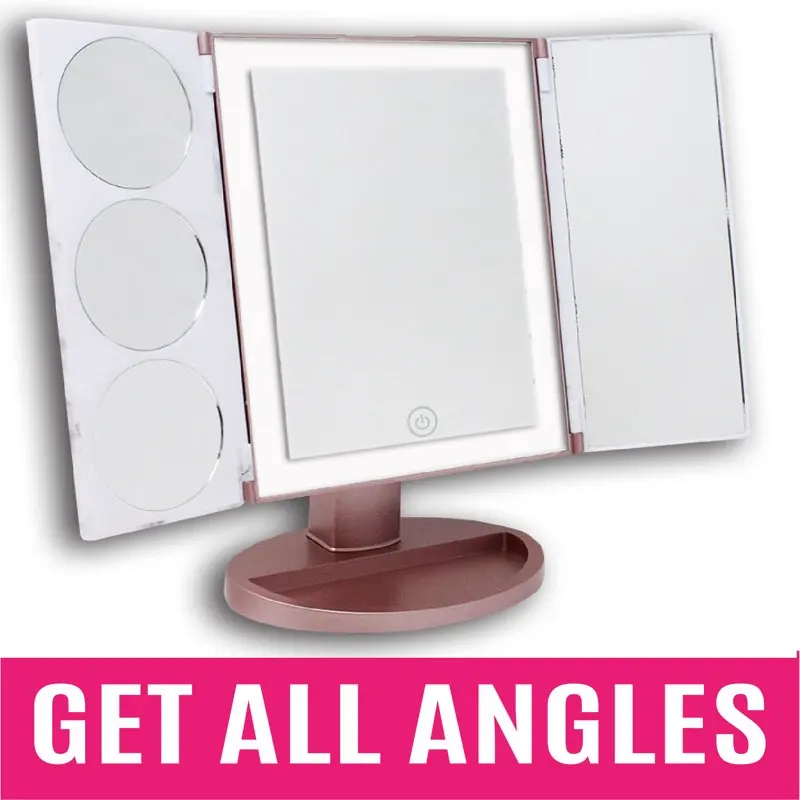 

Free Shipping Giselle LED Trifold Makeup Mirror 5X Magnification Marble Finish