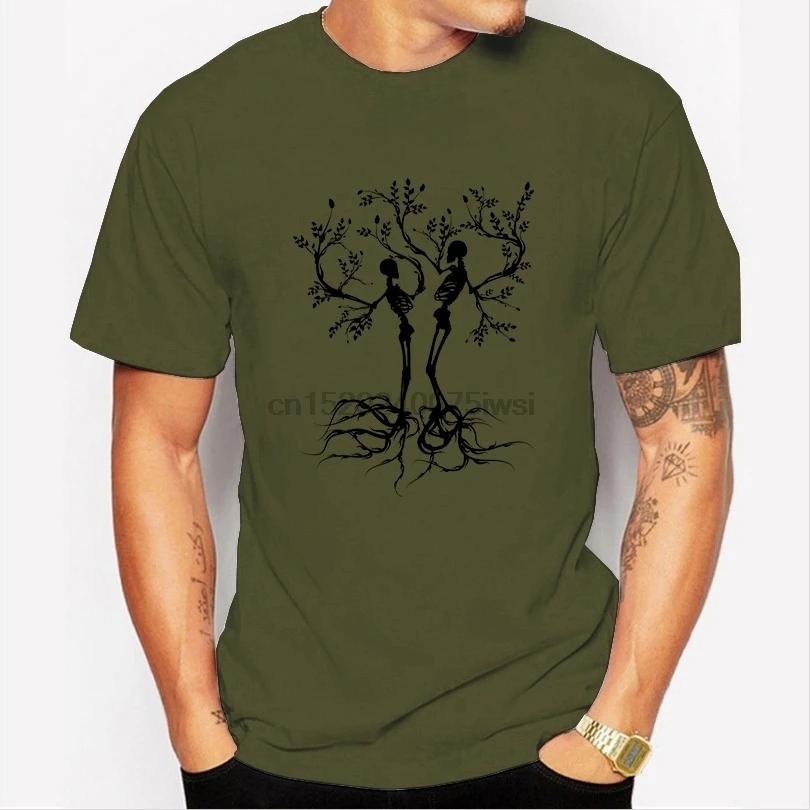 

Men's Cosuol Short Sleeve T-Shirt Personolity Skeleton Tree Printing T-shirt uni
