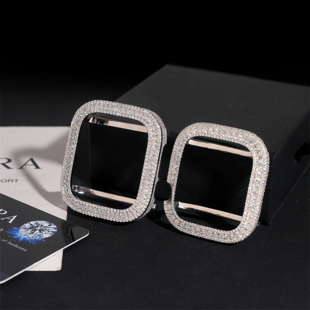 Чехол для часов VVS с муассанитом Appl * Watch 49 мм S925 серебристый настоящий бриллиант