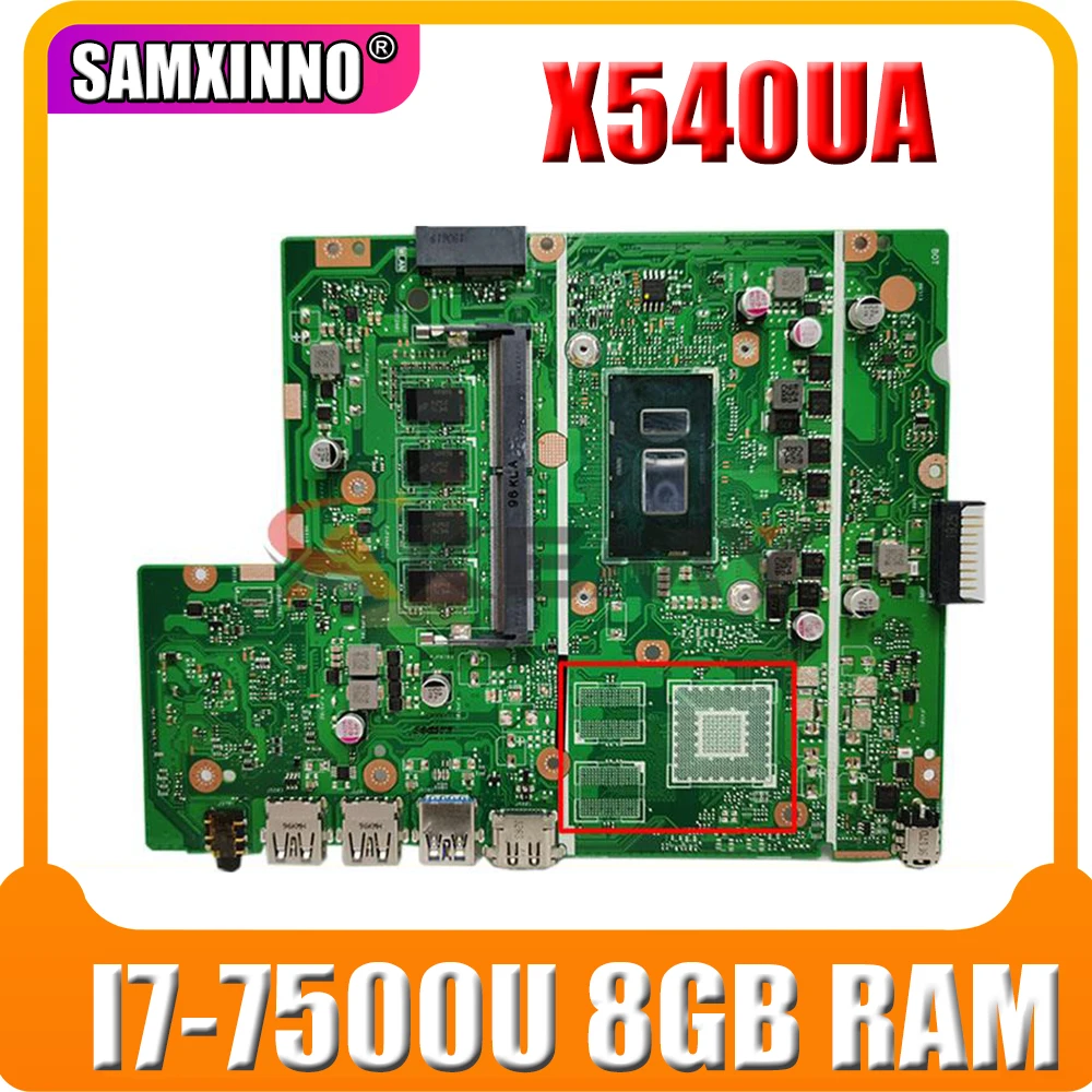 

SAMXINNO For ASUS X540UA X540UBR X540UB X540U X540 laptop motherboard mainboard X540UA original mainboard with I7-7500U 8GB RAM