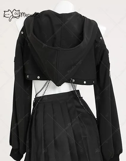 Женские худи на Хэллоуин MEOWCOS готический кроп-топ в стиле панк свитшот с длинным