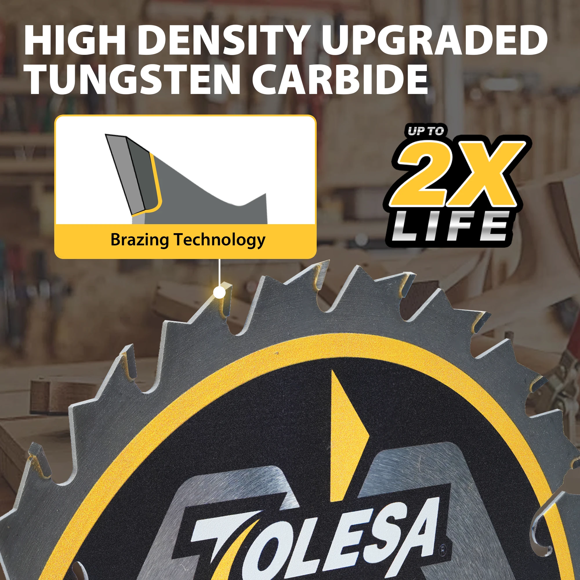 Полотно для циркулярной пилы TOLESA 7-1/4 дюйма 40 зубьев с оправкой 5/8 карбидные зубья