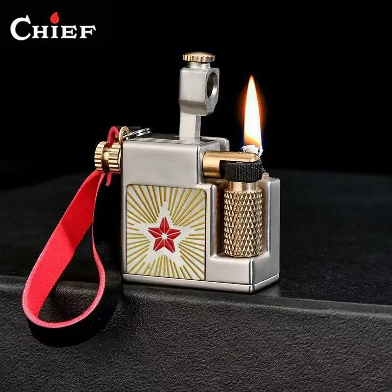 Фото CHIEF 715, маленькая керосиновая зажигалка с квадратным кирпичом, мини-металлический портативный ремешок, поднос, боковая направляющая для шлифовального круга, подарок для мужчин №1