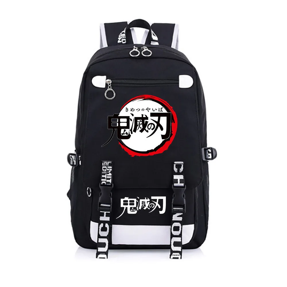 

Anime Demon Slayer Cosplay Backpack Student School Shoulder Bag Youth Outdoor Travel Backpack with Data Cable Fashion Gifts