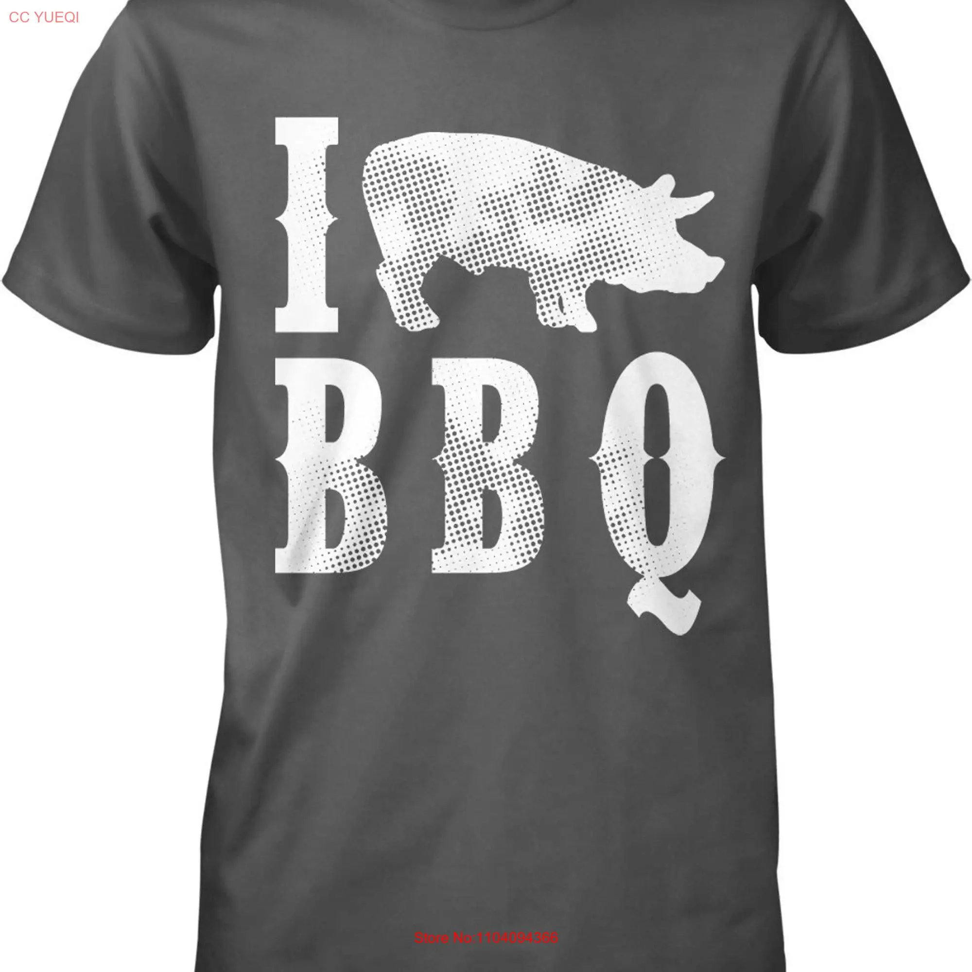 Мужская футболка I Pig BBQ Pork Love Piggy Barbecue Roast HOOD_00182 с длинными или короткими рукавами