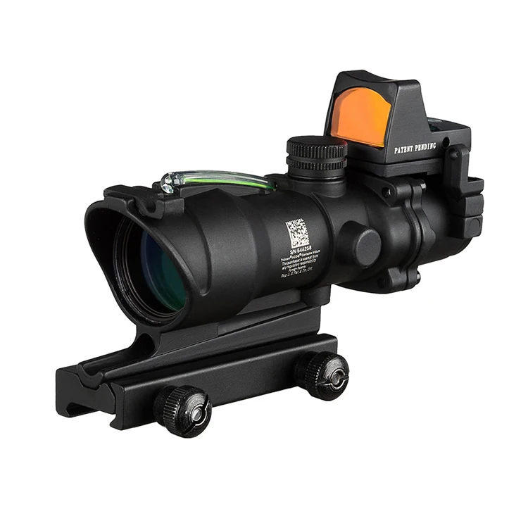 

New OPTICS 4X32 Real Fiber Source Red Dot Illuminated Scope With Red Dot Sight