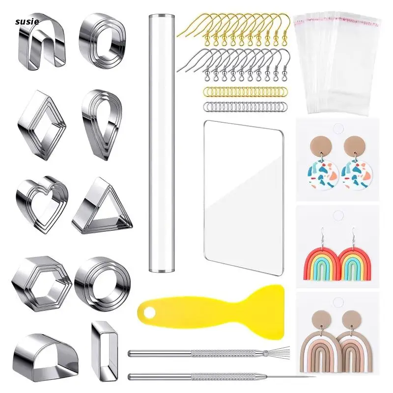 

X7YA 169 Pcs Stainless Steel Earring Cutters with Earring Hooks Jump Rings Crafts