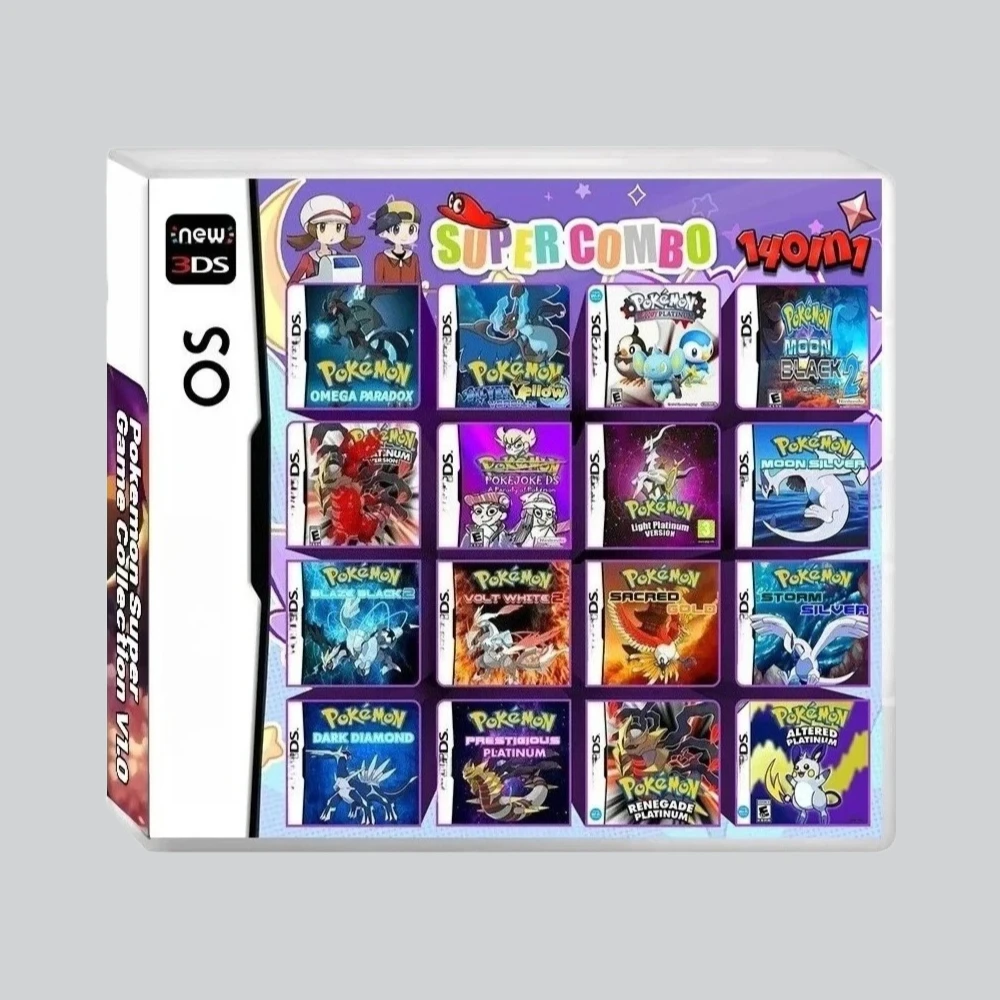 Фото Игровой картридж Pokemon 140-in-1 Super Combo V1.0 Retro NDS, английская версия - коллекционный подарок для детей №2