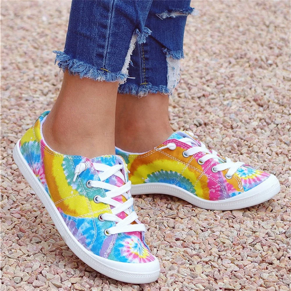 Espadrilles Sneakers Women 2023 Spring Multi Color Lace Up Ladies Casual Canvas Shoes Outdoor 43 Big Size Female Flats Loafers