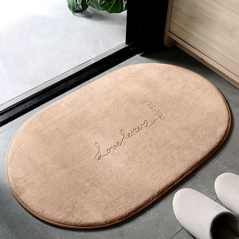 

Super Absorbent Bath Mat Oval Non-Slip Soft Thicken Bathroom Rugs Shower Room Floor Carpets Toilet Doormat Footpads Living Room
