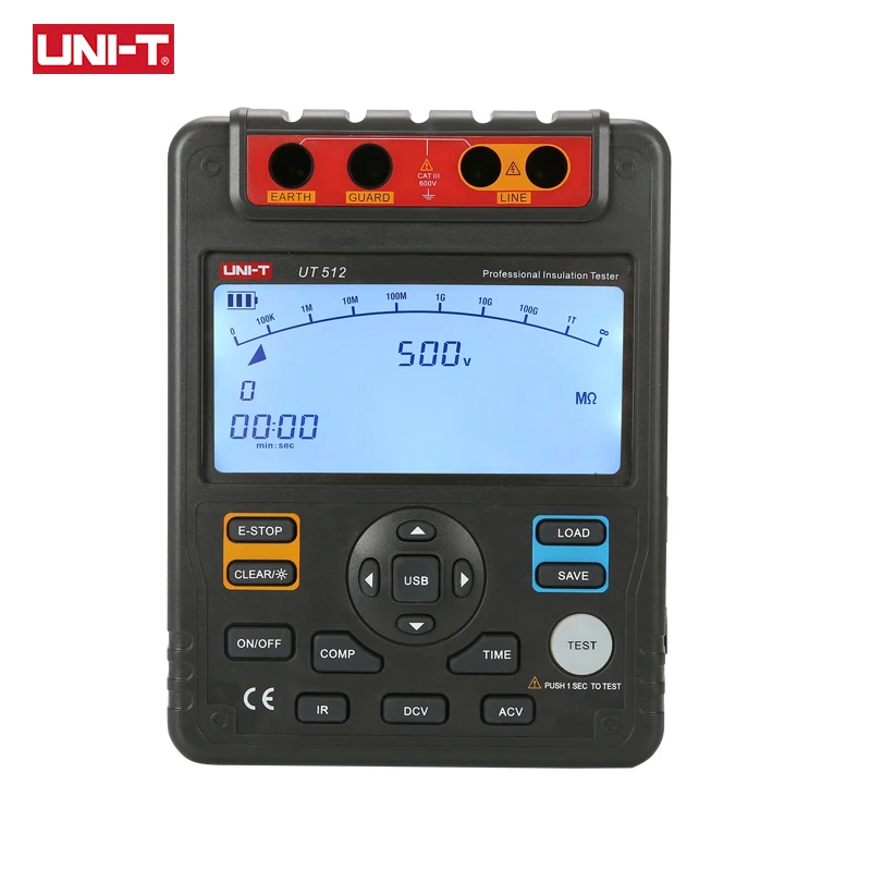 

UNI-T UT512 Insulation Resistance Tester Digital Megohmmeter 500V--2500V Megger Earth Ground Ohm Meter AC DC Voltmeter