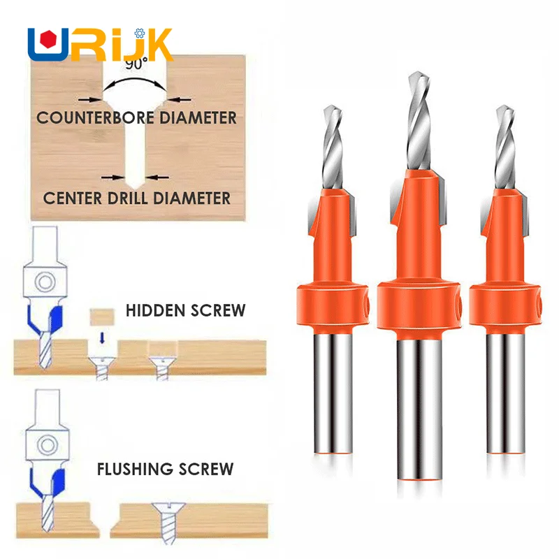 

8mm Countersink Drill Bit HSS Countersink Router Bit Screw Extractor Woodworking Edge Banding Puncher Countersunk Drill For Wood