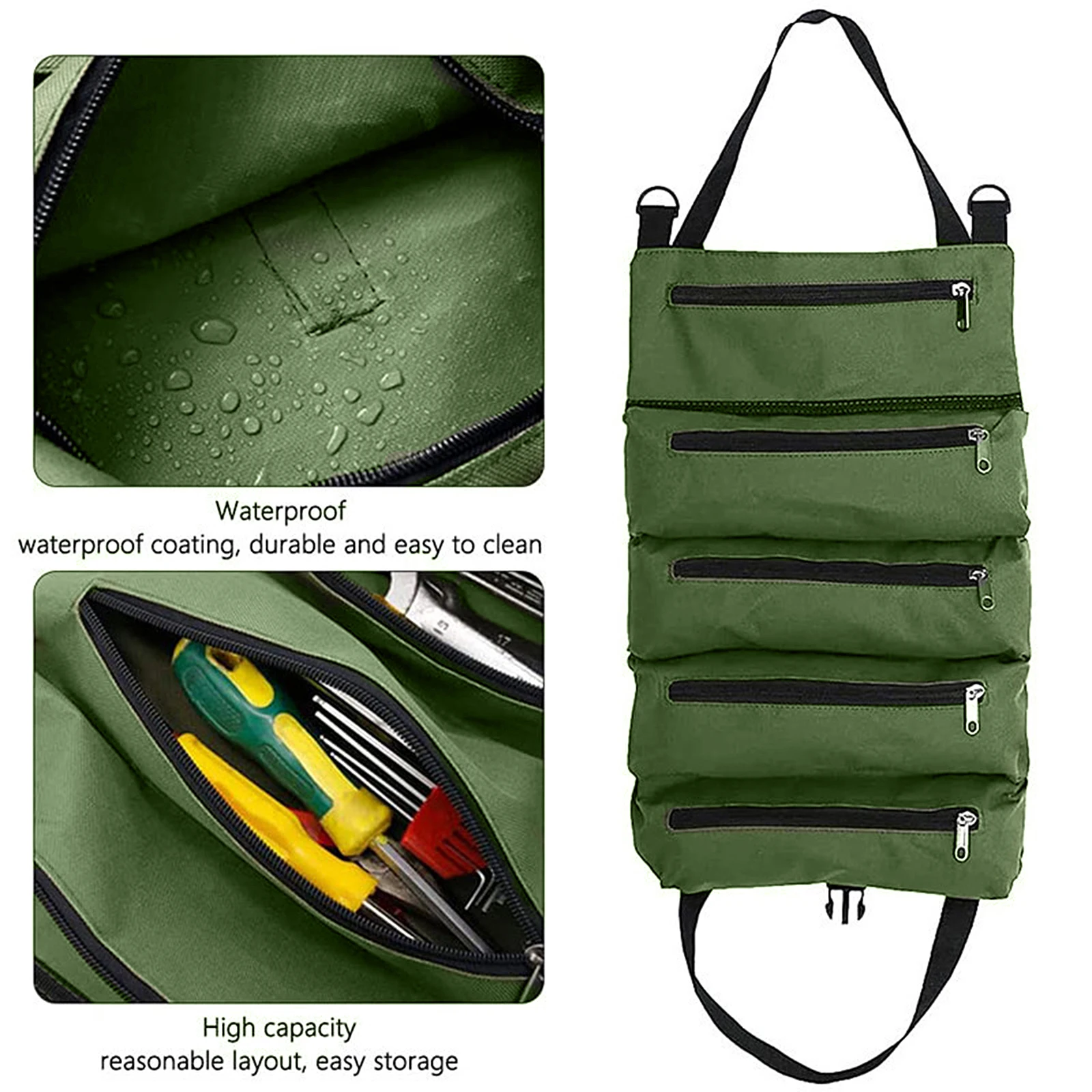 

Tool Roll Bag - Roll Up Wrench Tool Organizer Pouch Foldable Hanging Bags