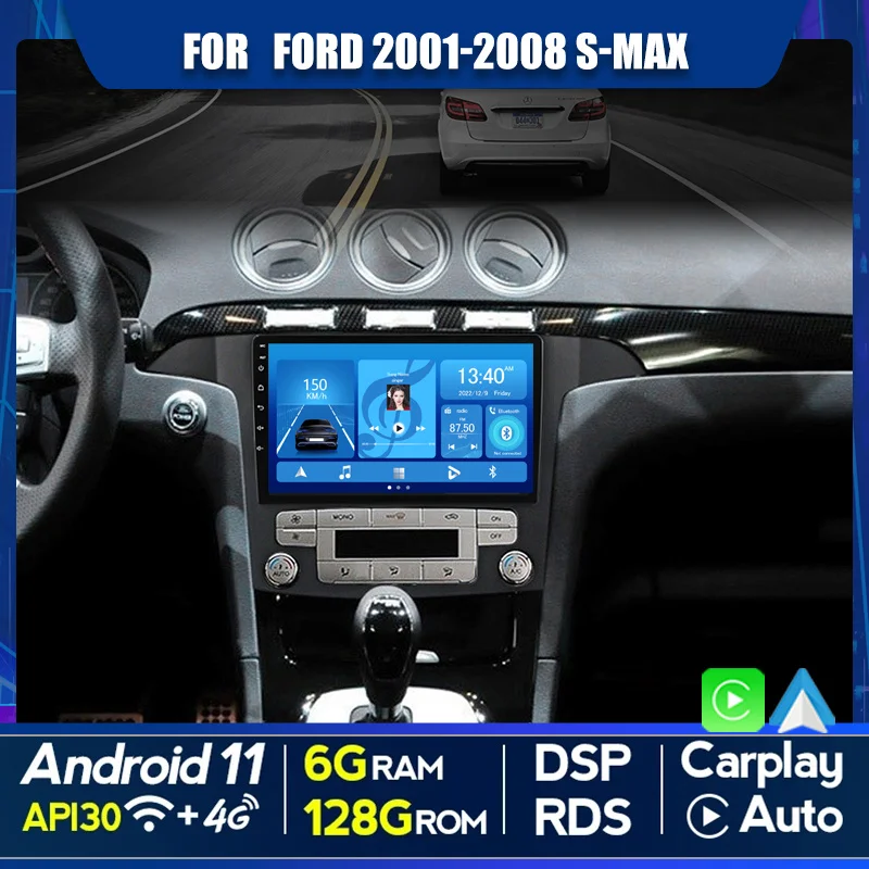 

Автомобильный радиоприемник Android 11,0 для Ford S Max S-MAX 2007-2015, мультимедийный видеоплеер 2Din, 4G, GPS-навигация, головное устройство для Carplay