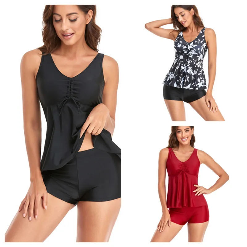 

Women's Swimsuits Tankini Set with Shorts Two Piece Tankini Tops Tummy Control Bathing Suit Swimwear Women Tankinis Plus Size