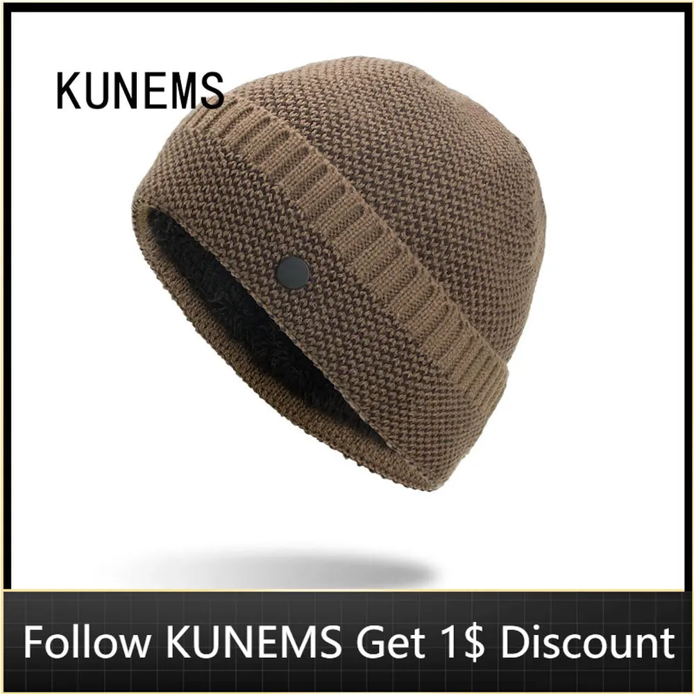 

KUNEMS Winter Fleece Beanies Hats for Men Bonnets Fashion Warm Skuilles Knitted Hat Outdoor Casual Soft Caps Dad Cap Gorras