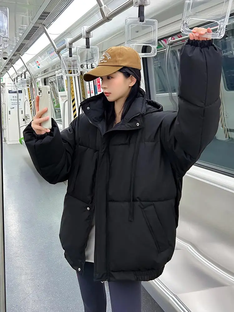 Vielleicht Short Parkas Women Thicken Daily Students Casual Winter Hooded All-match Korean Style Solid Hooded Bread Coat Outwear