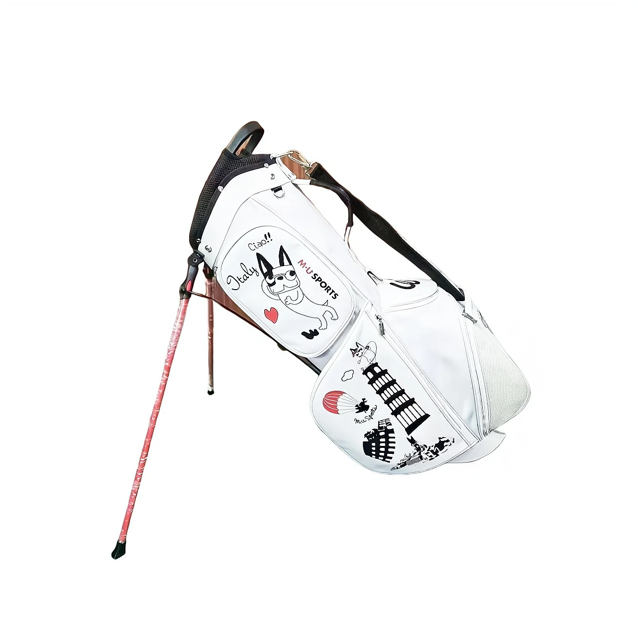 

M.U Sport Professional Golf Stand Bags White Black Standard Waterproof PU Travel Sport Package Large Capacitytraining Accessory